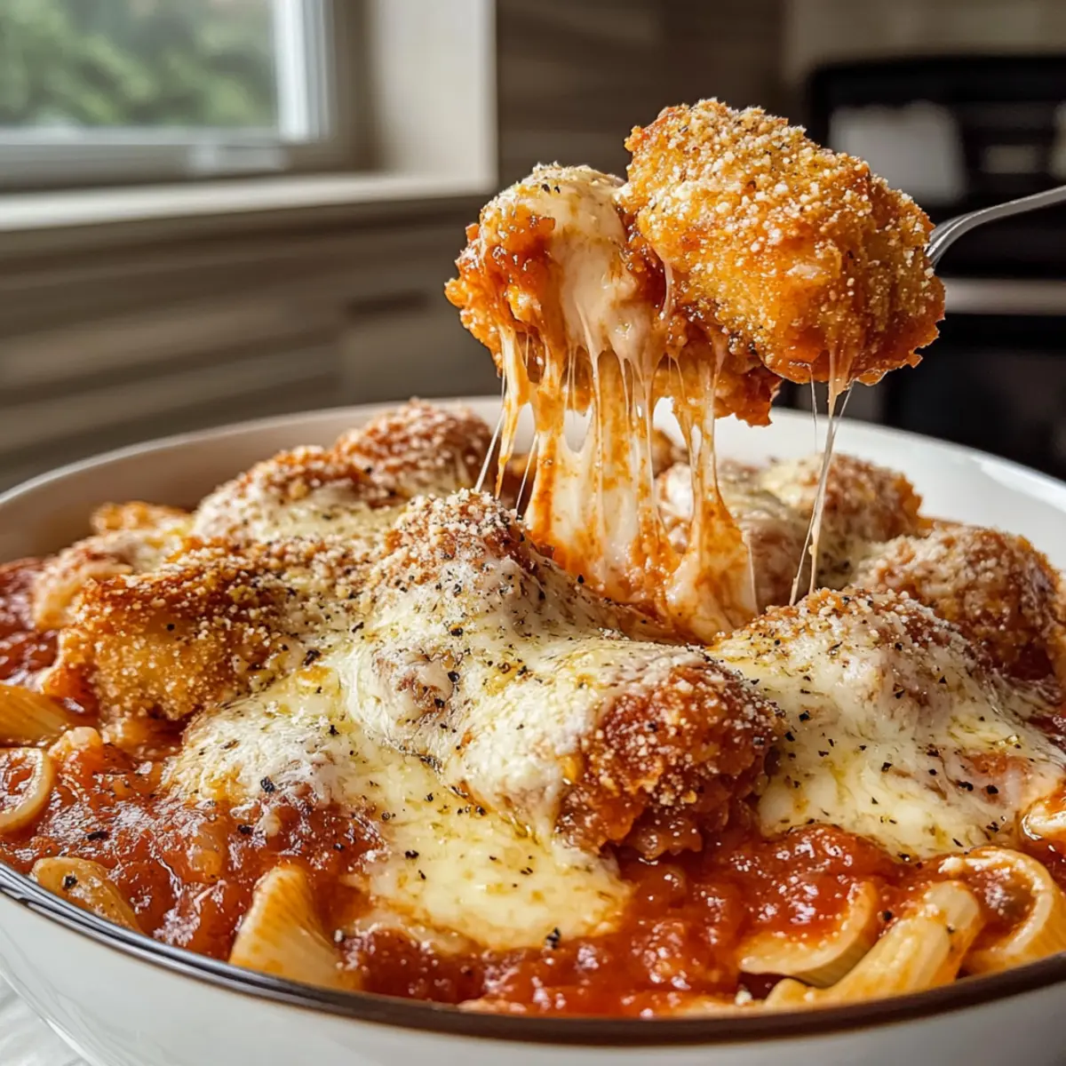 Hüttenkäse Hähnchen Parm Bowl für gesunde Genussmomente