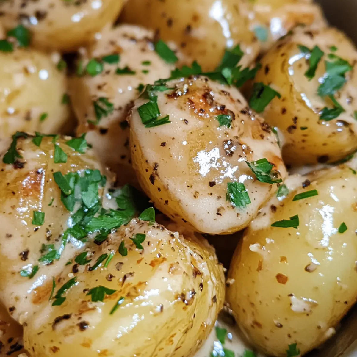 Cremige Knoblauchsoße Baby-Kartoffeln für Genießer