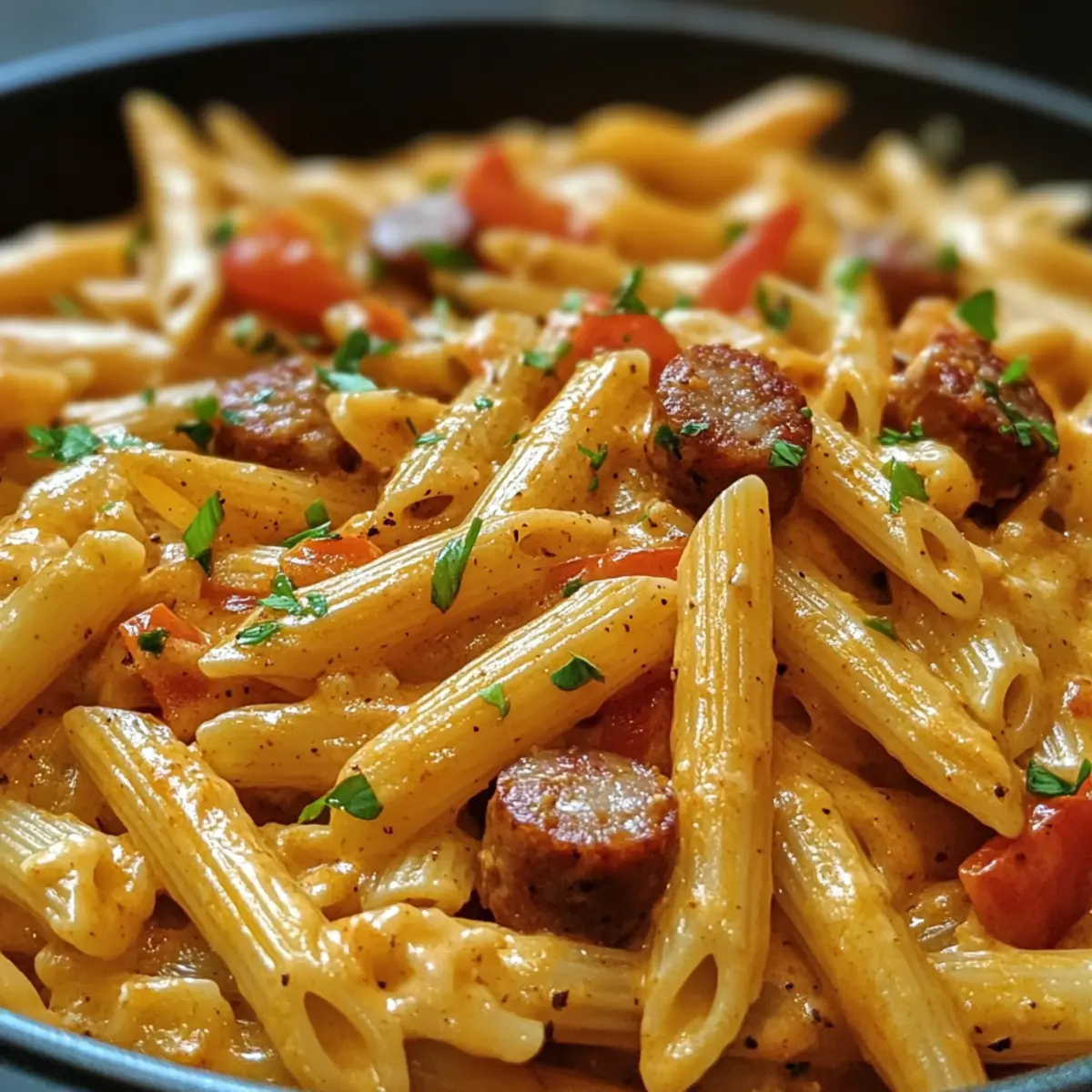 Cremige würzige Cajun-Wurst-Pasta im Handumdrehen