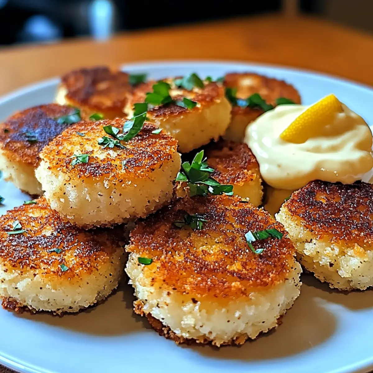 Krosse Garnelenkuchen mit Zitronen-Aioli genießen