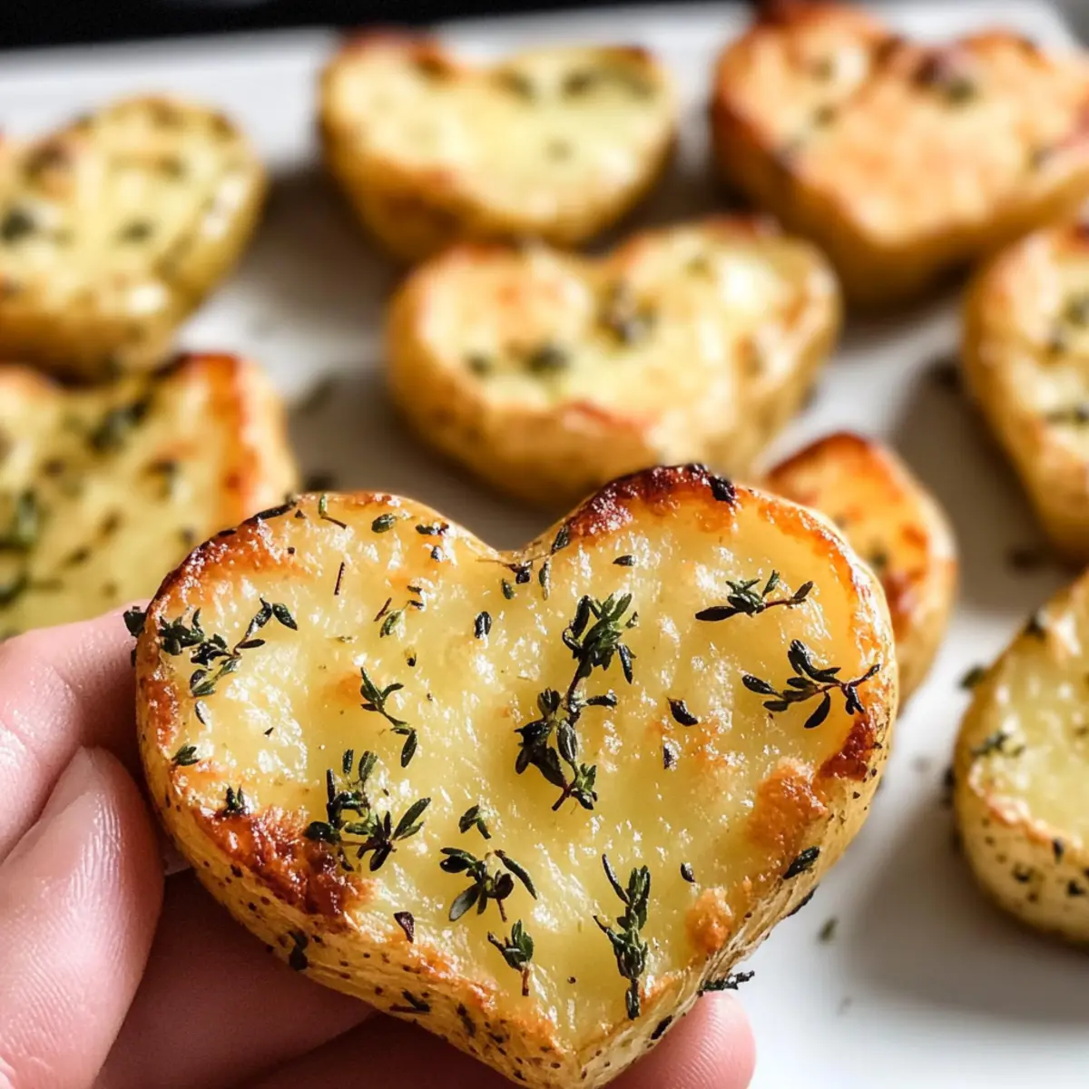 Herzförmige geröstete Kräuter Kartoffeln für Romantiker