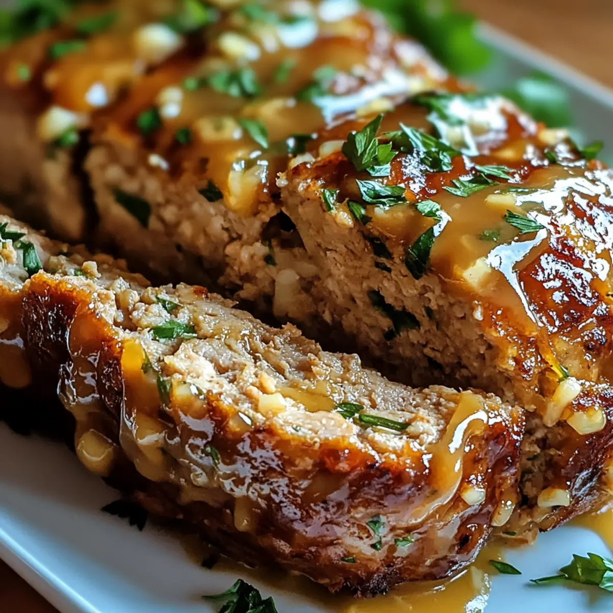 Saftiger Knoblauch-Parmesan-Hühnchen-Fleischlaib für Genuss