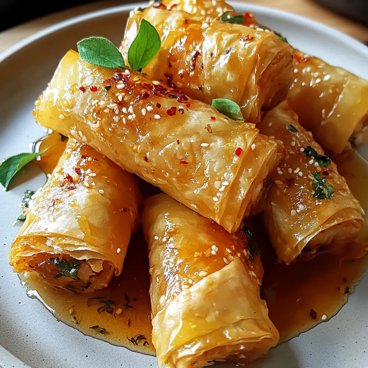 Ofen gebratene Feta-Rollen mit Chili-Honig Spaß