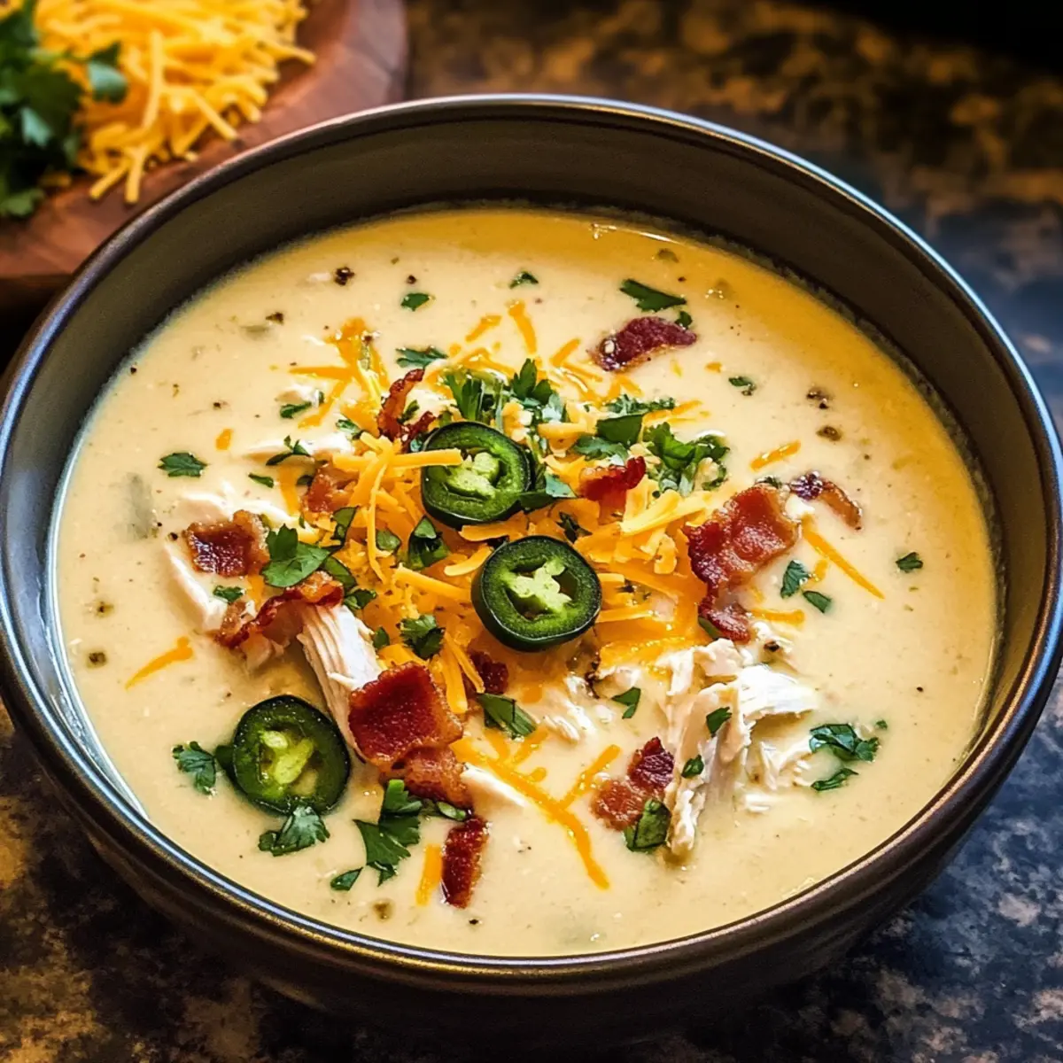 Würzige Jalapeño-Popper-Hühnchensuppe für kalte Tage