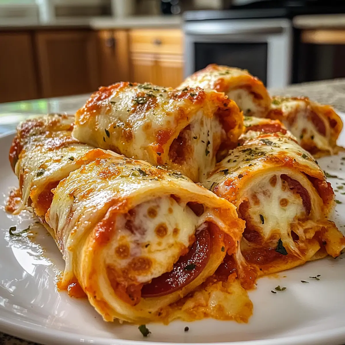 Tortilla-Pizza-Rollen Mozzarella Peperoni ganz schnell
