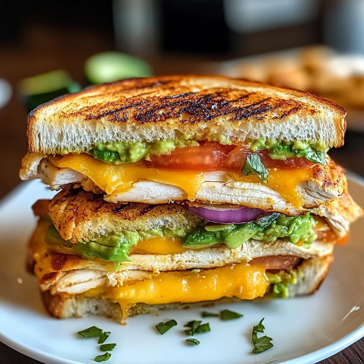 Hähnchen-Avocado-Schmelz-Sandwich für jeden Tag