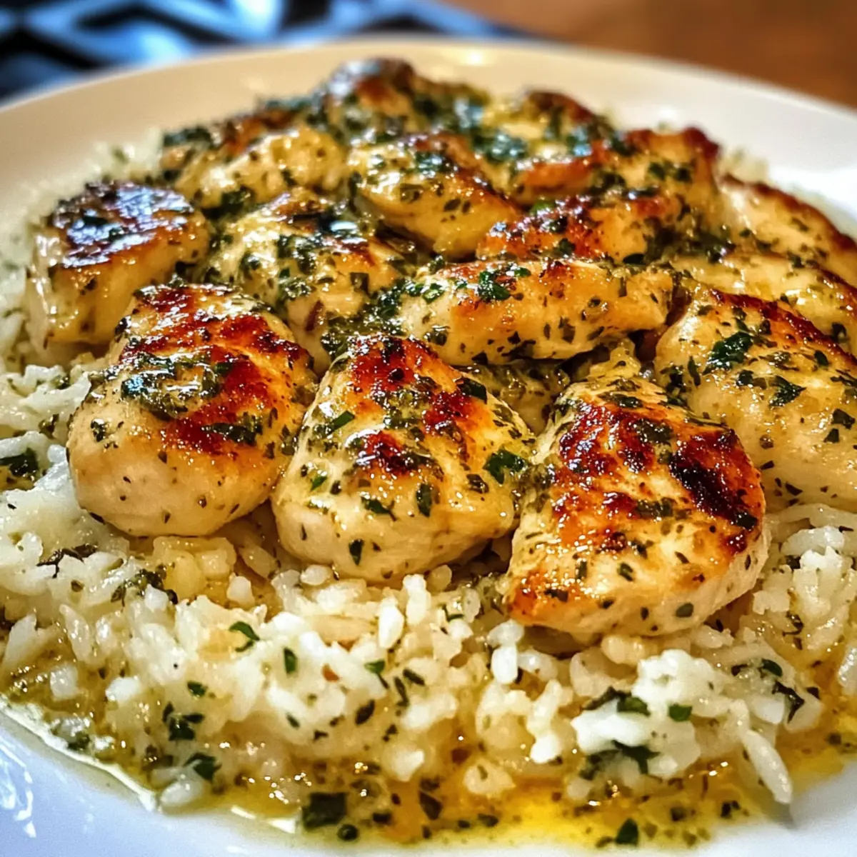 Hühnchen Scampi mit cremigem Knoblauch-Parmesan-Reis