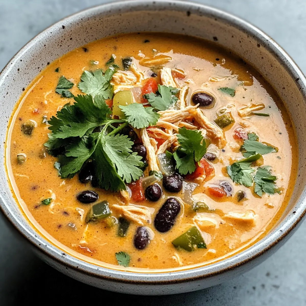 Einfache Hähnchen-, Poblano- und schwarze Bohnensuppe