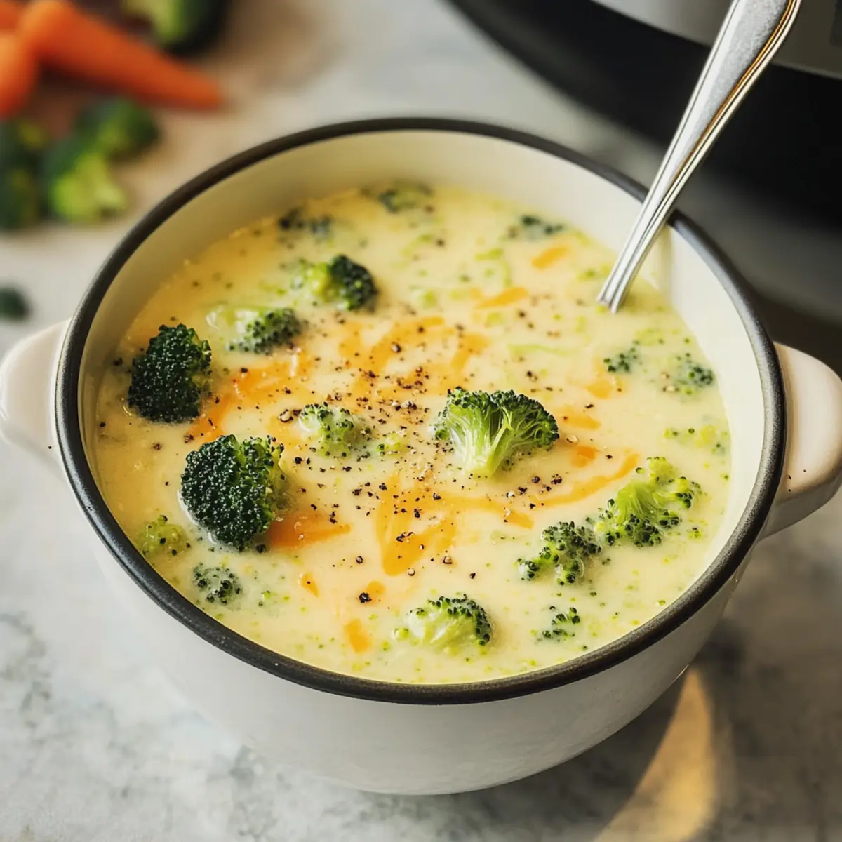 Hoher Protein Brokkoli-Cheddar-Suppe leicht gemacht