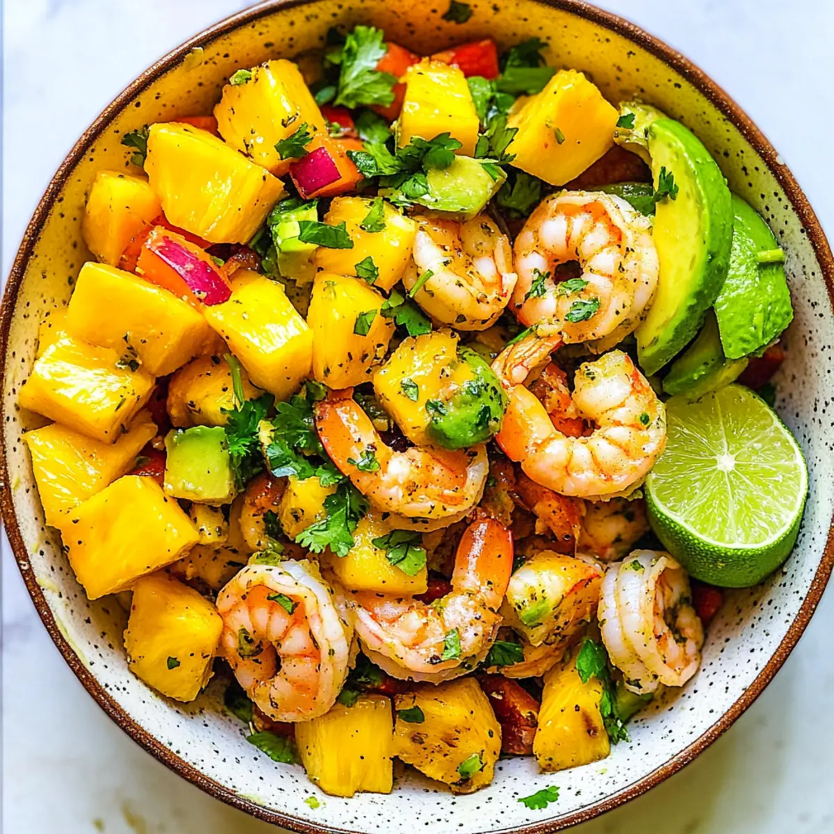 Mango Ananas Garnelen Salat für heiße Sommertage