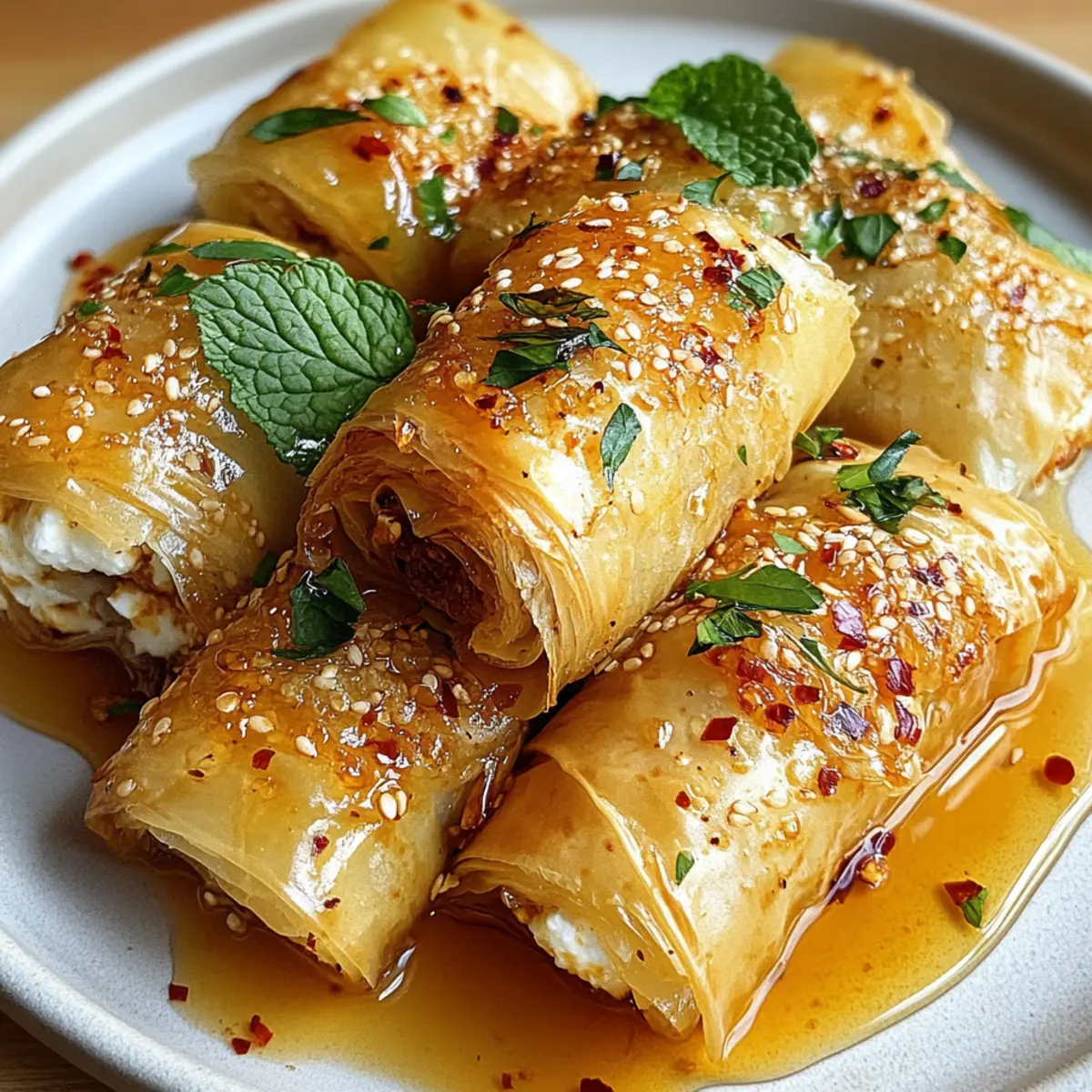 Ofen gebratene Feta-Rollen mit Chili-Honig Spaß