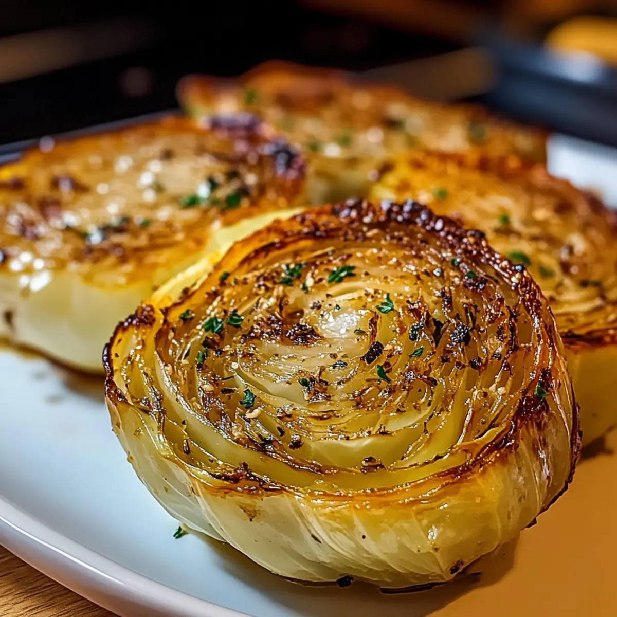 Ofen-geröstete Knoblauch-Kohlsteaks für jeden Tag