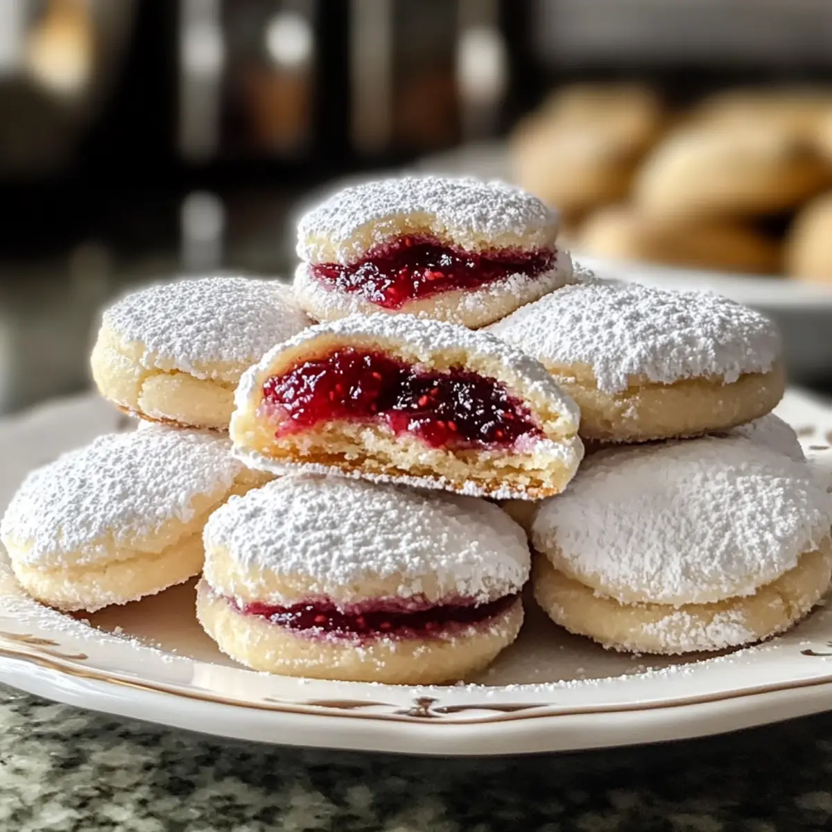Himbeergefüllte Mandel-Schneekekse für festliche Stimmung