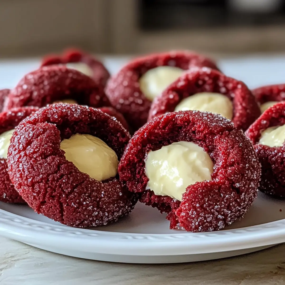 Rote Samt Daumenabdruckkekse perfekt für Feste