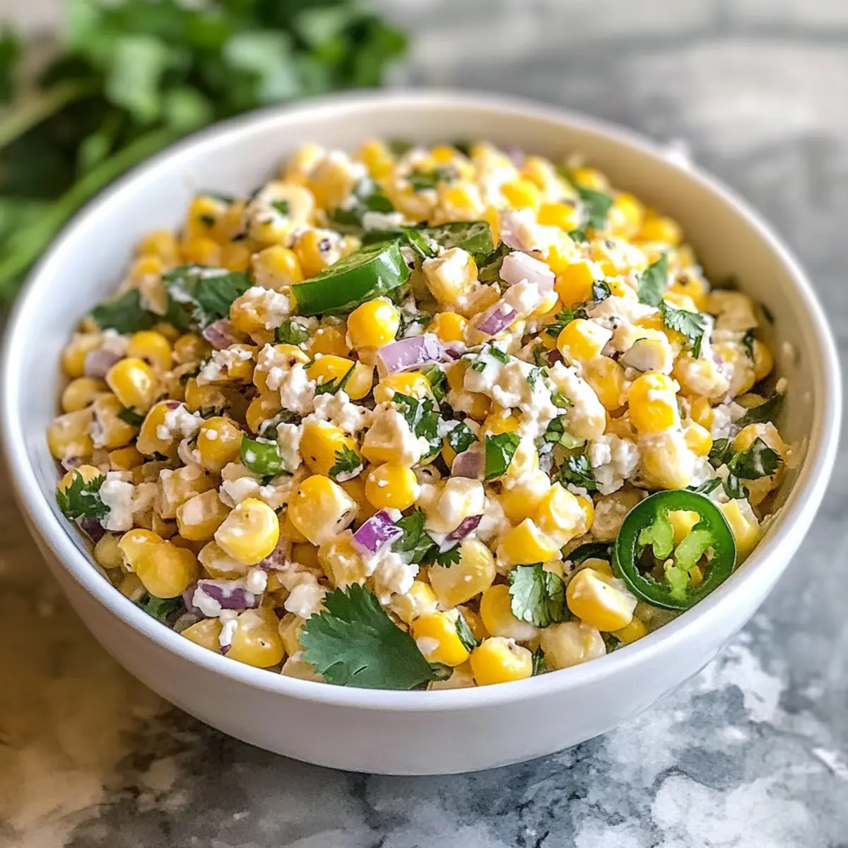 Straßenmaissalat mit griechischem Joghurt für den Sommer