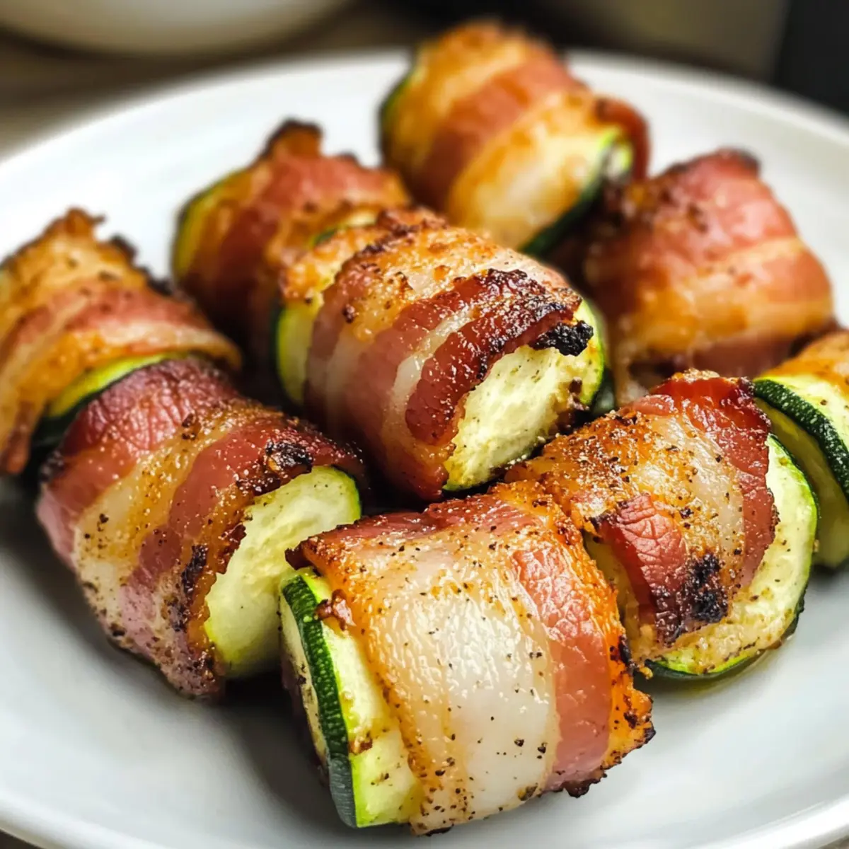Speckumwickelte Zucchini-Häppchen im Air Fryer