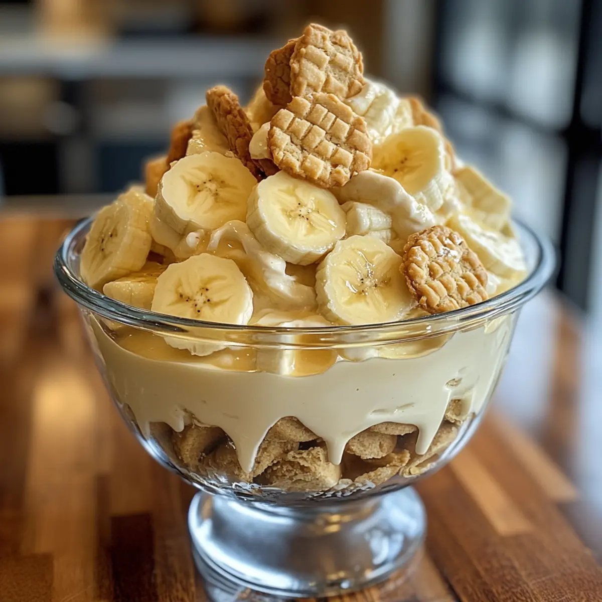 Bananenpudding mit Chessman Keksen für die Familie