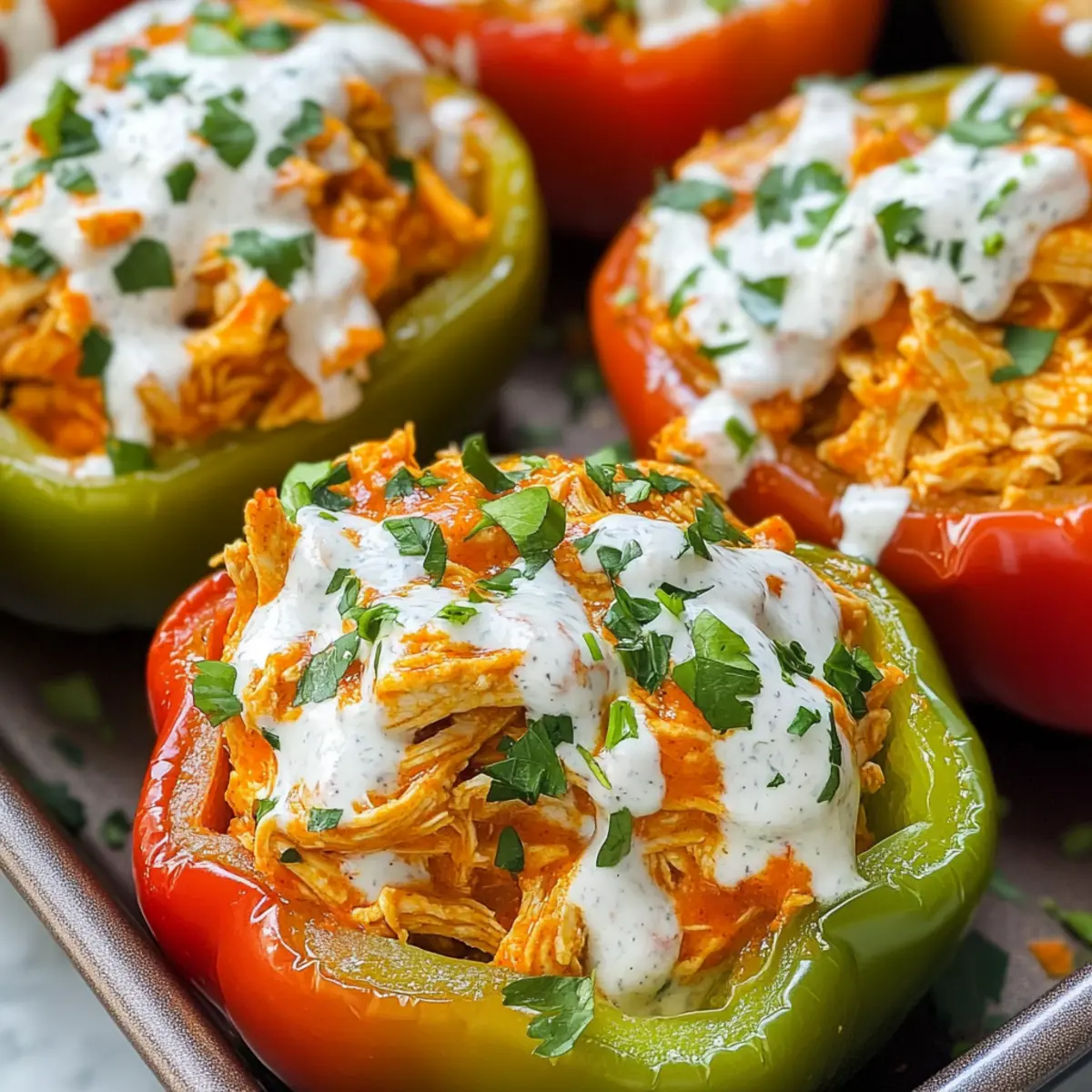 Buffalo-Hühnchen gefüllte Paprika – Einfach und Lecker