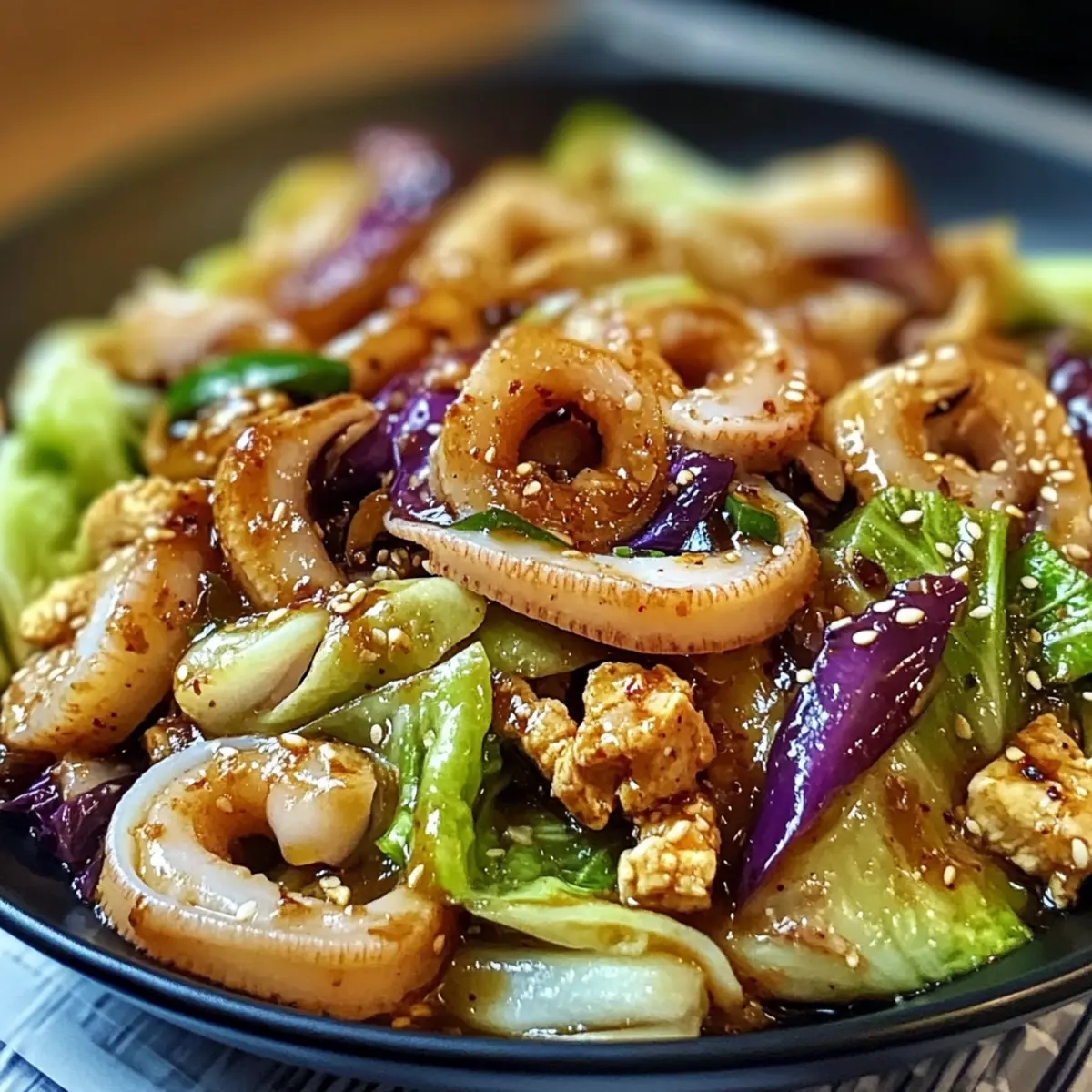 Kohl und Tintenfisch Pfanne in 10 Minuten zubereiten