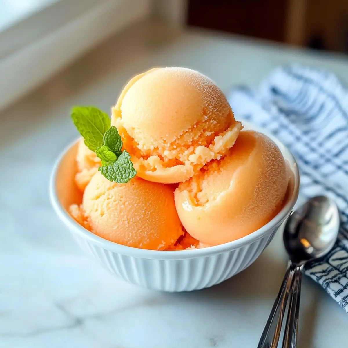 Erfrischender Cantaloupe-Sorbet für heiße Tage