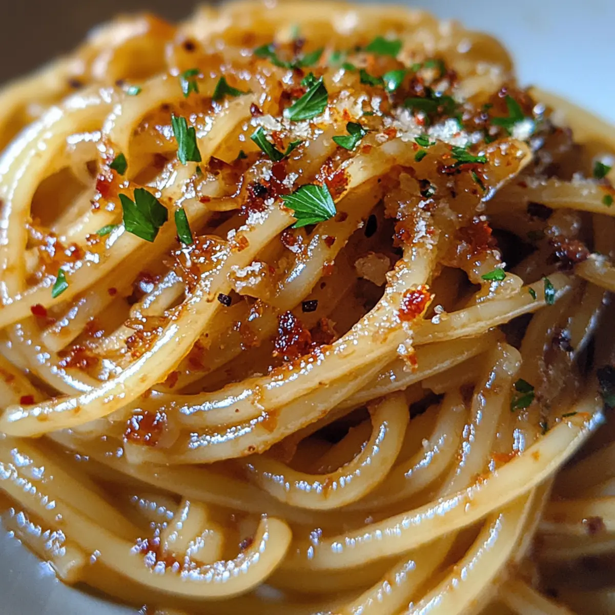 Karamellisierte Zwiebelpasta mit Chiliöl zum Verlieben