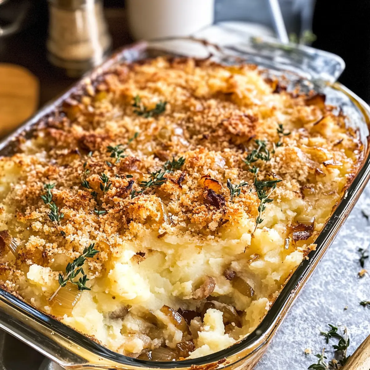 Käse Karamellisierte Zwiebel Püree Kartoffel Auflauf