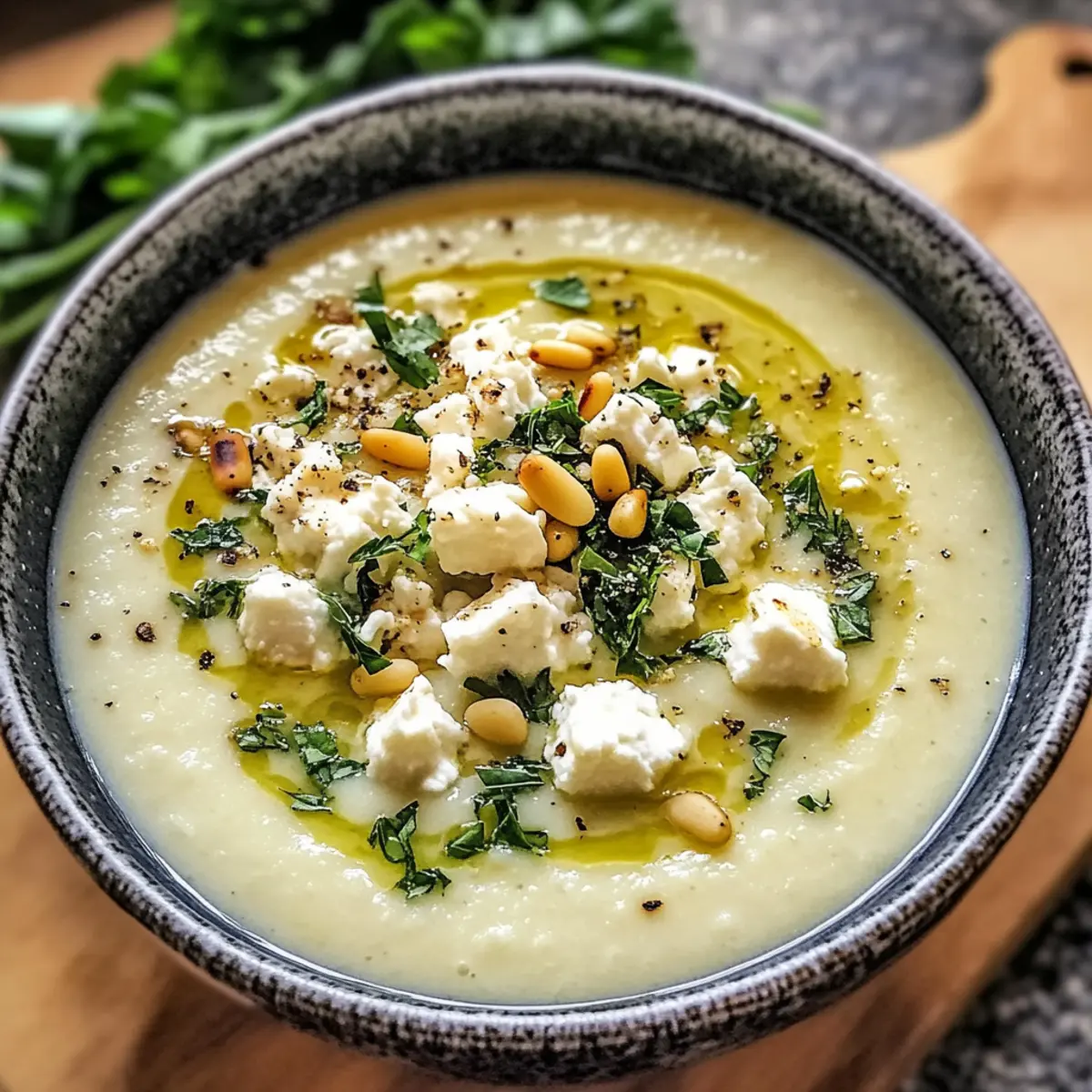 Cremige mediterrane Blumenkohlsuppe leicht selbstgemacht
