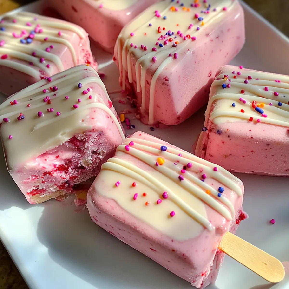 Gesunde Erdbeer gefrorene Joghurt Riegel für den Sommer