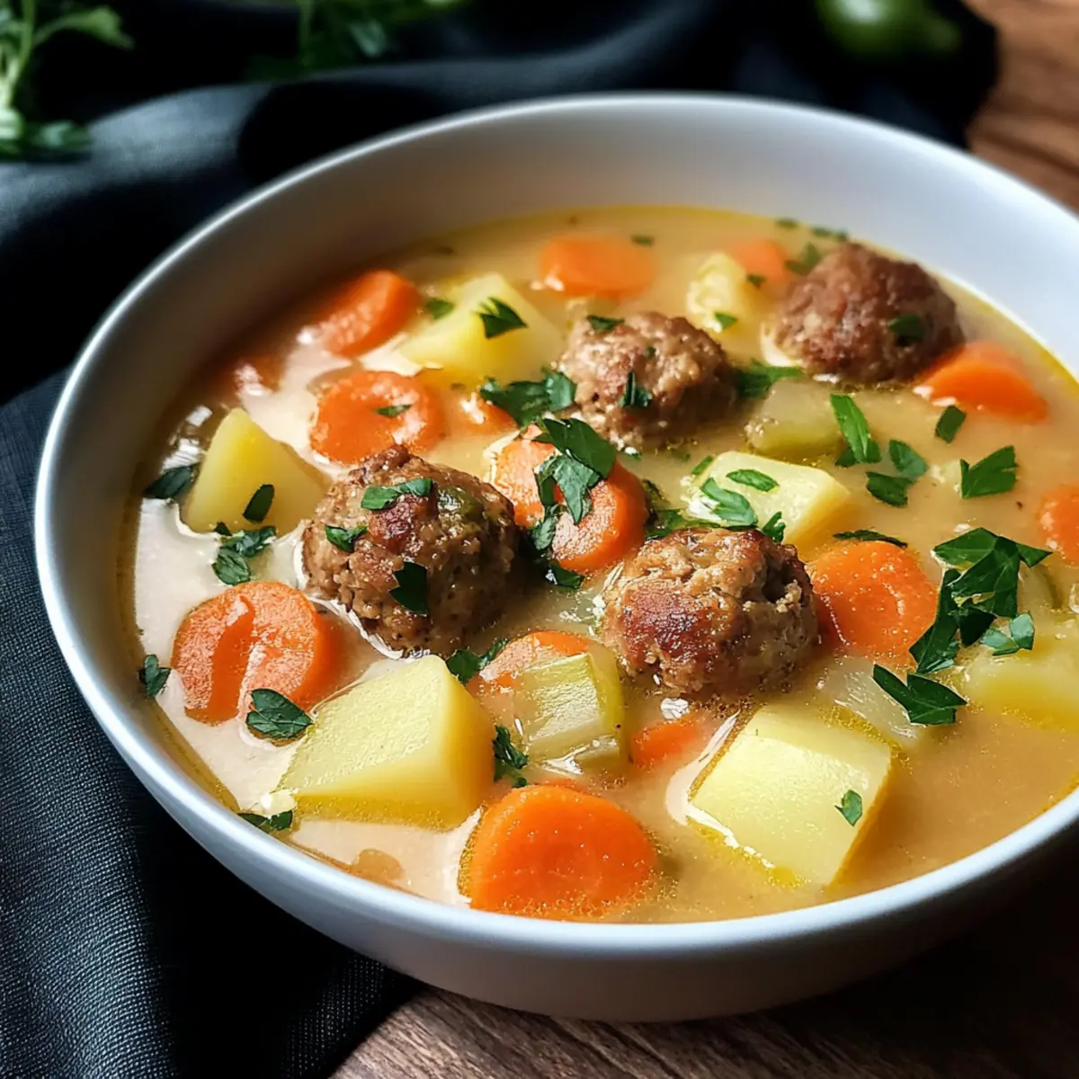 Kohlrabi Suppentopf mit Hackbällchen leicht gemacht