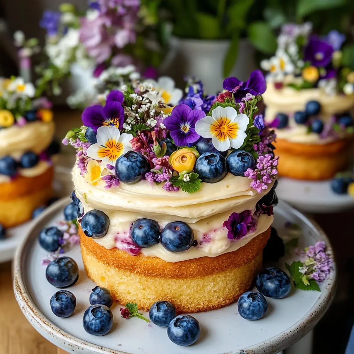 Zitronen-Blaubeer gefüllte Feen Kuchen für den Sommer