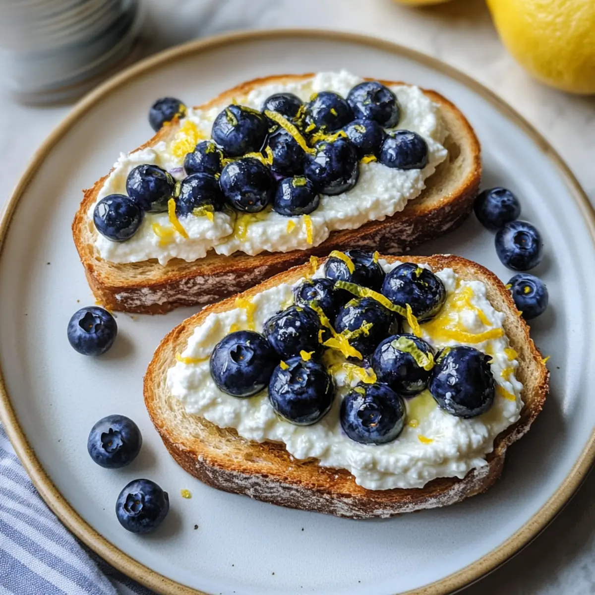 Zitronen-Blaubeer-Ricotta-Toast in 5 Minuten
