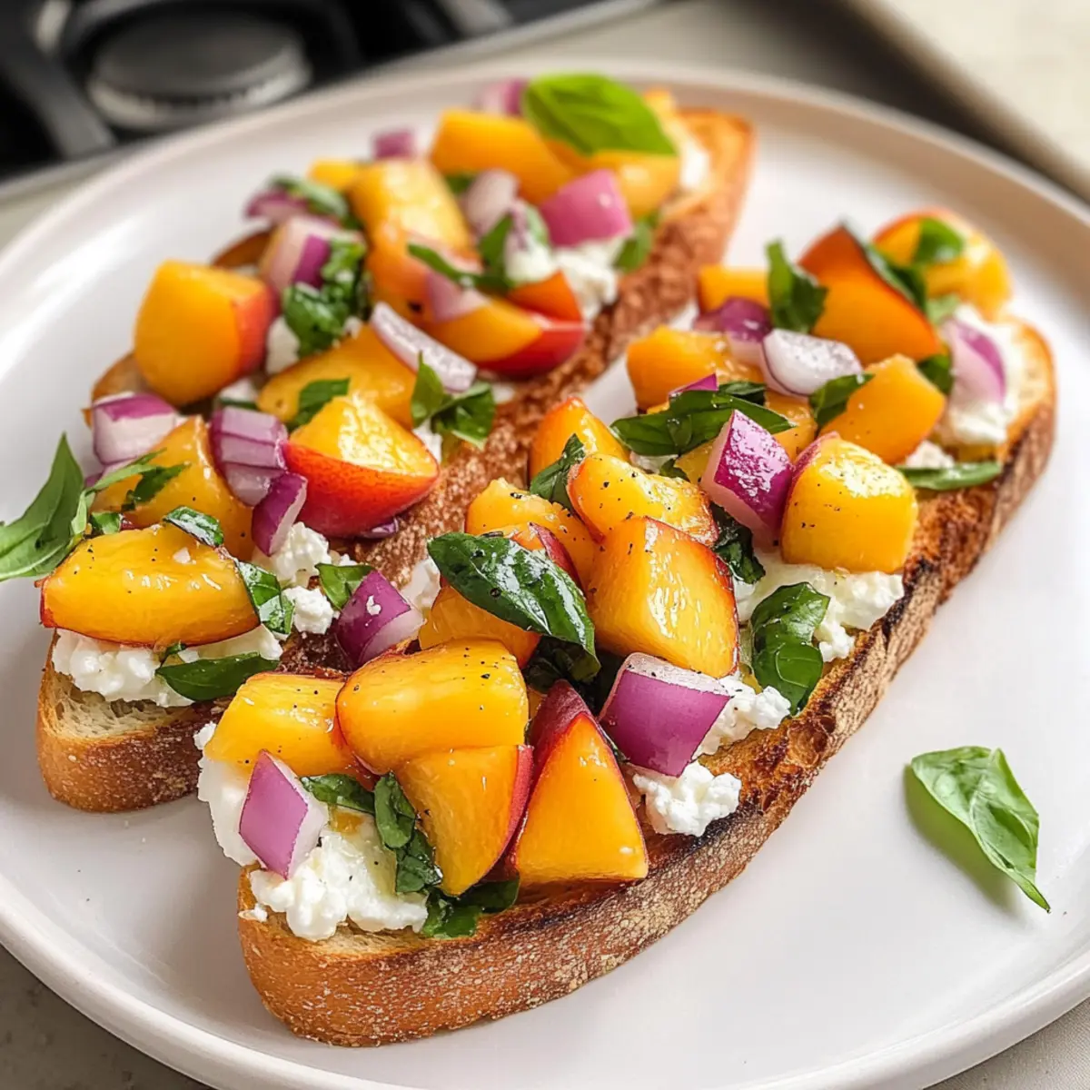 Pfirsich Bruschetta mit Ziegenkäse genießen