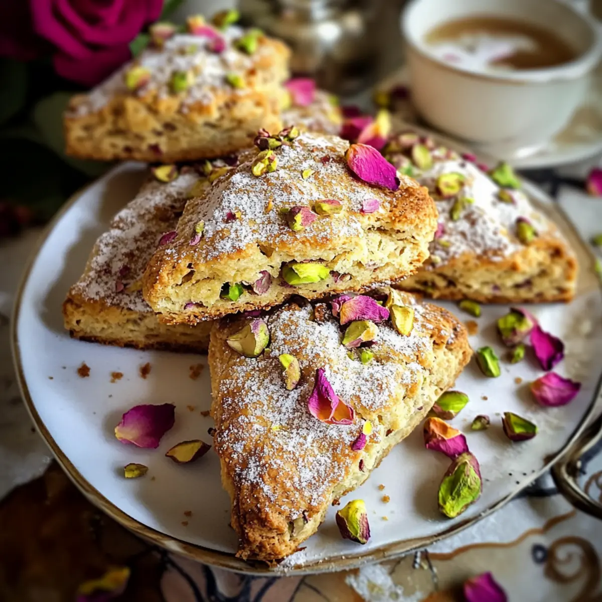 Pistazien-Rosen-Scones für eleganten Tea Time Genuss