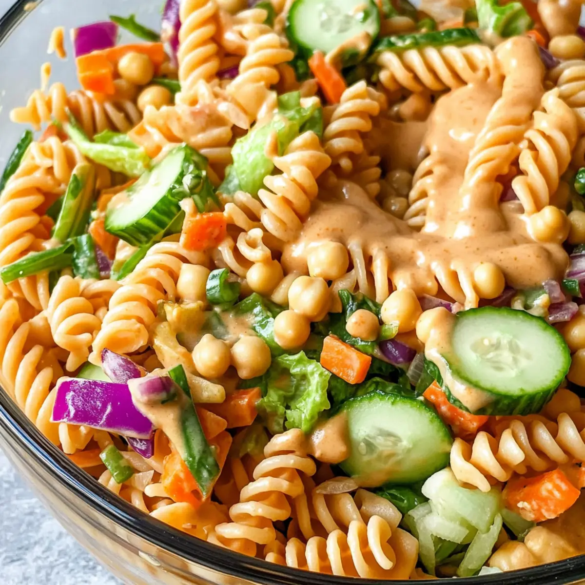 Proteinreichem Thai-Pasta-Salat mit Kichererbsennudeln