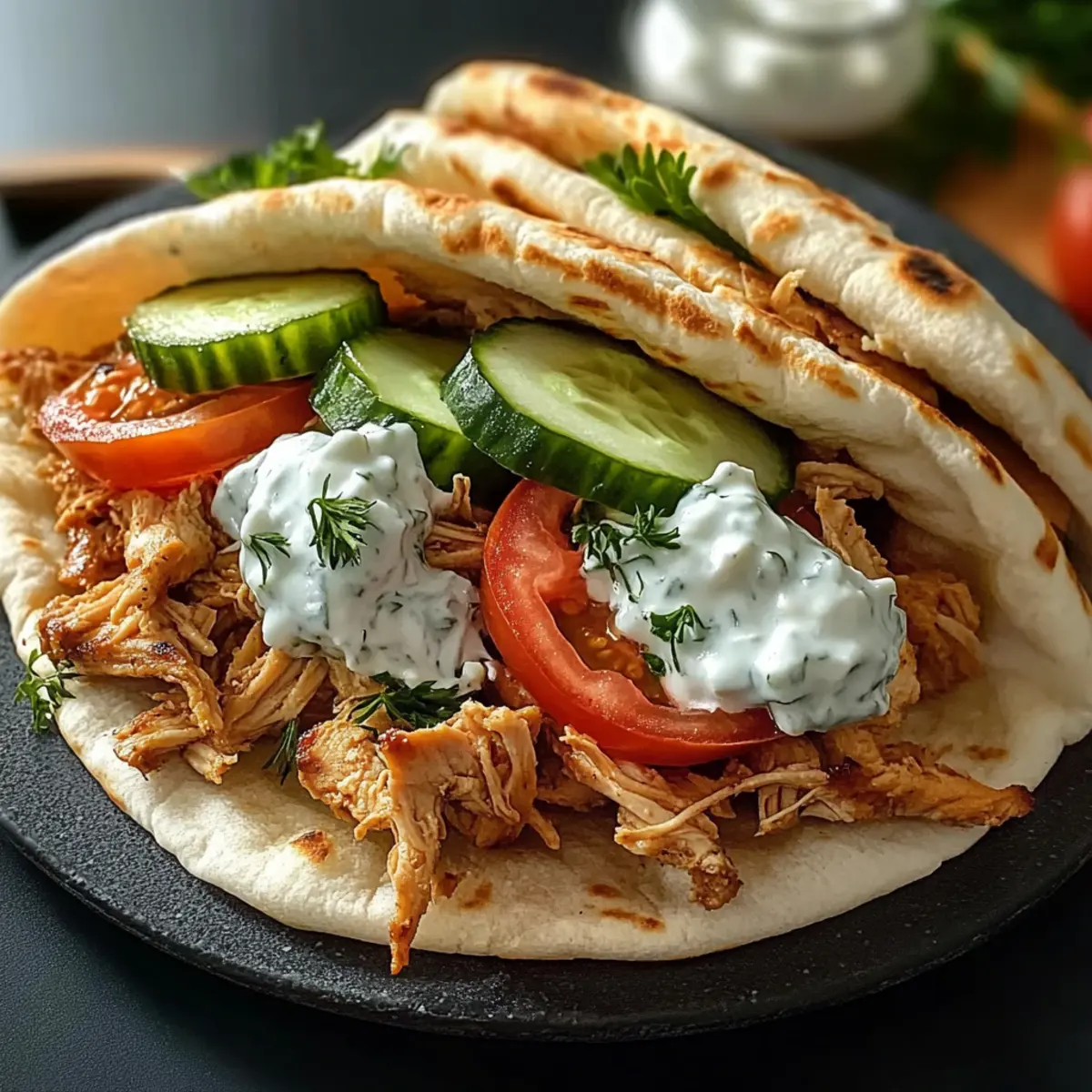 Langsame Kocher Hähnchen Gyros mit Tzatziki Genuss
