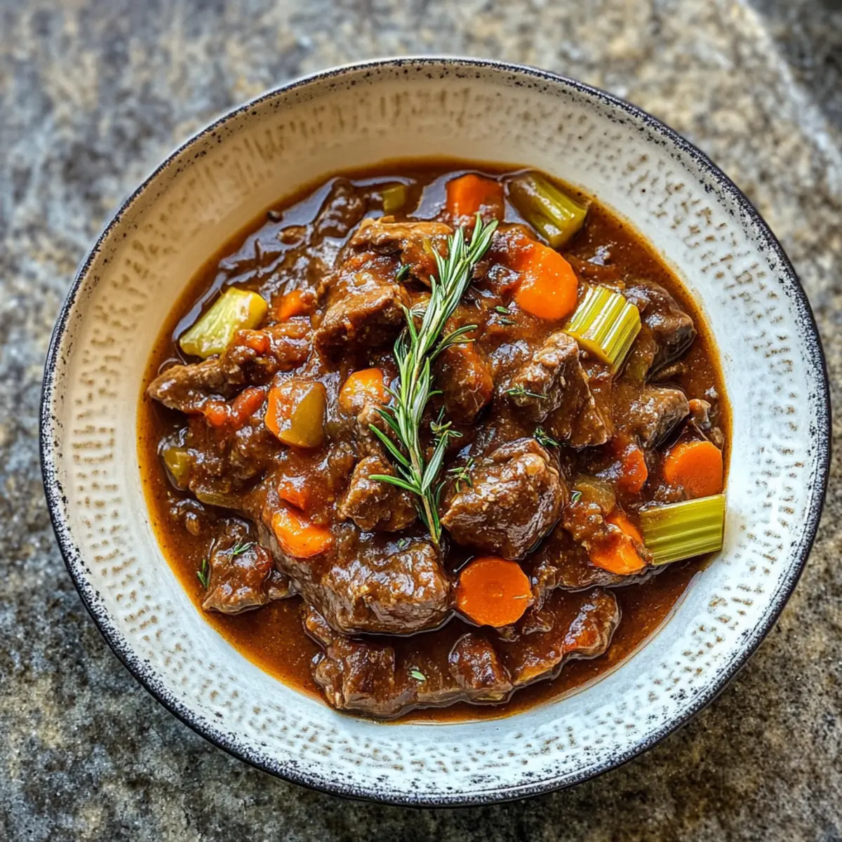 Herzhafter Rindfleisch Eintopf für kalte Tage