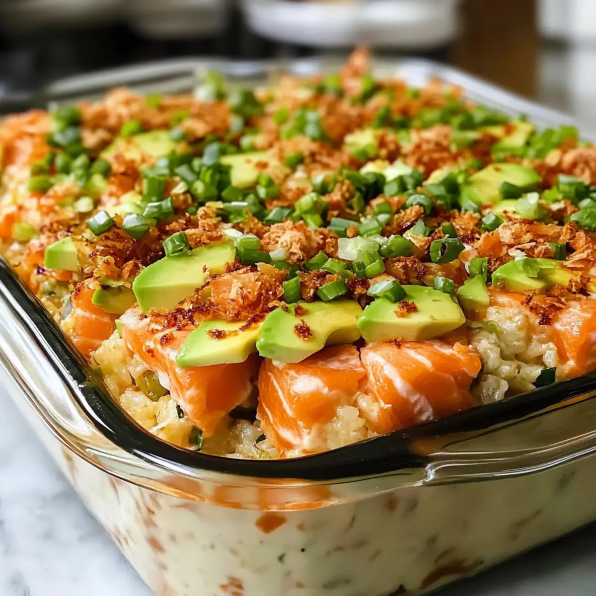 Würziger Lachs Sushi Auflauf für gemütliche Abende