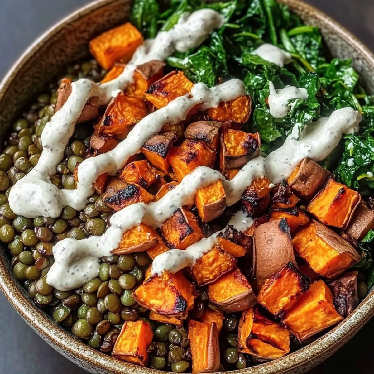 Süßkartoffel-Linsen-Schüssel für dein Mittagessen