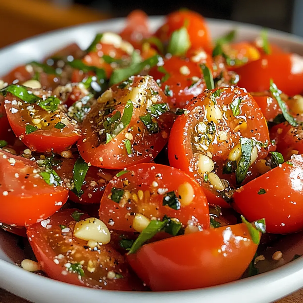 Tomaten Knoblauch Salat für frische Sommermomente