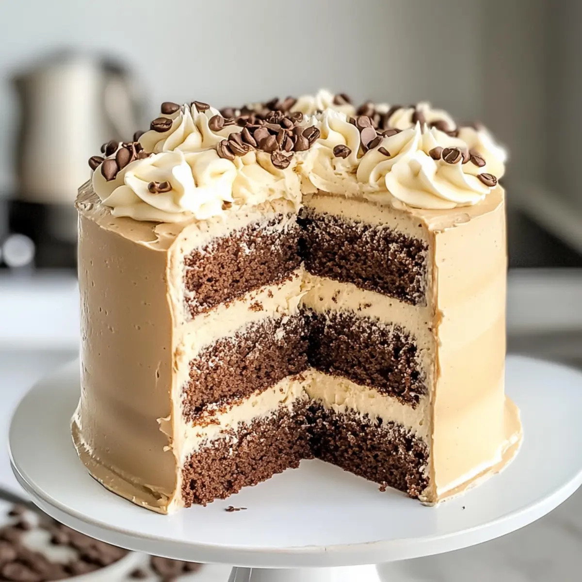 Weißer Schokoladen-Mokka-Kuchen für Kaffeeliebhaber