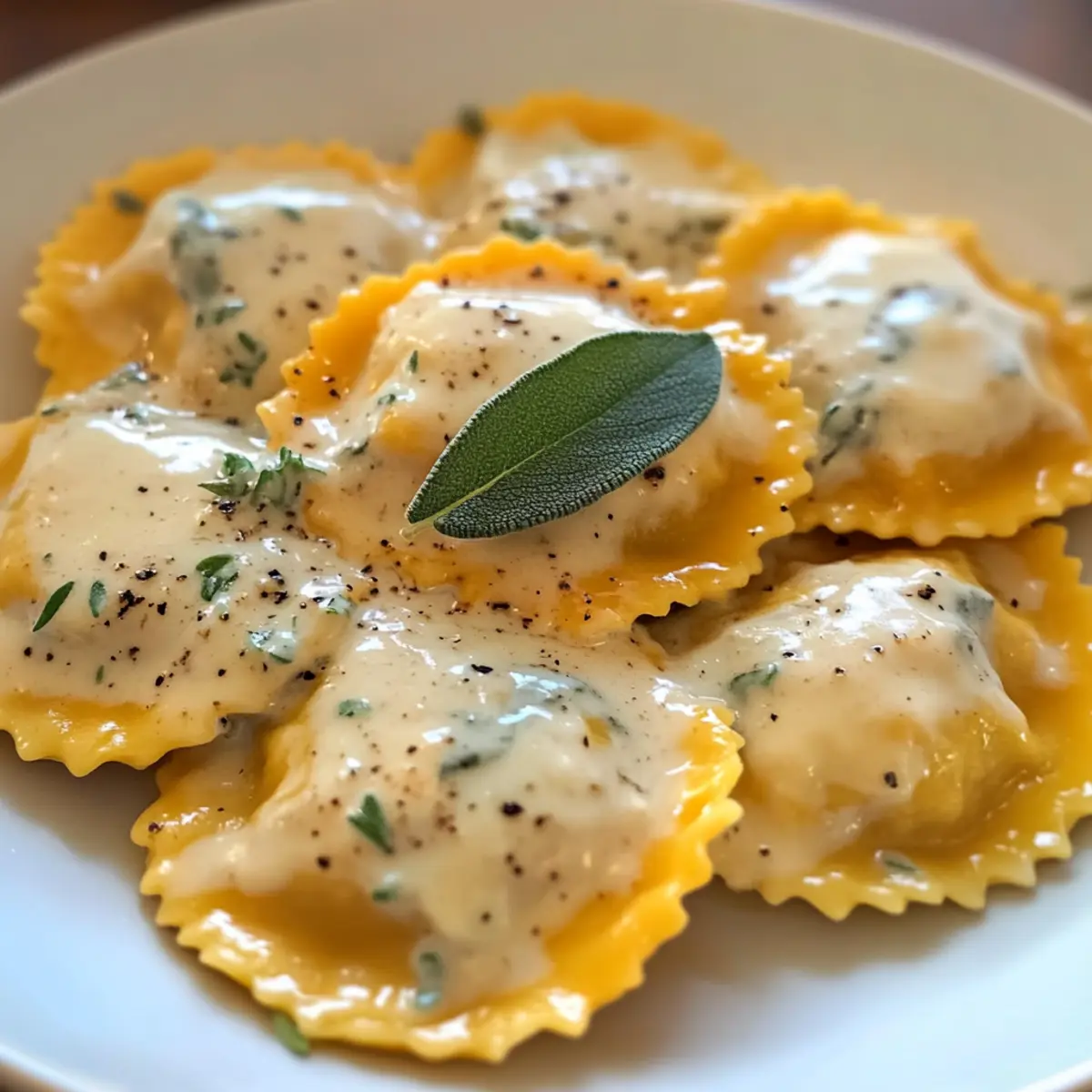 Butternut-Kürbis-Ravioli mit Ahorn-Cremesauce genießen