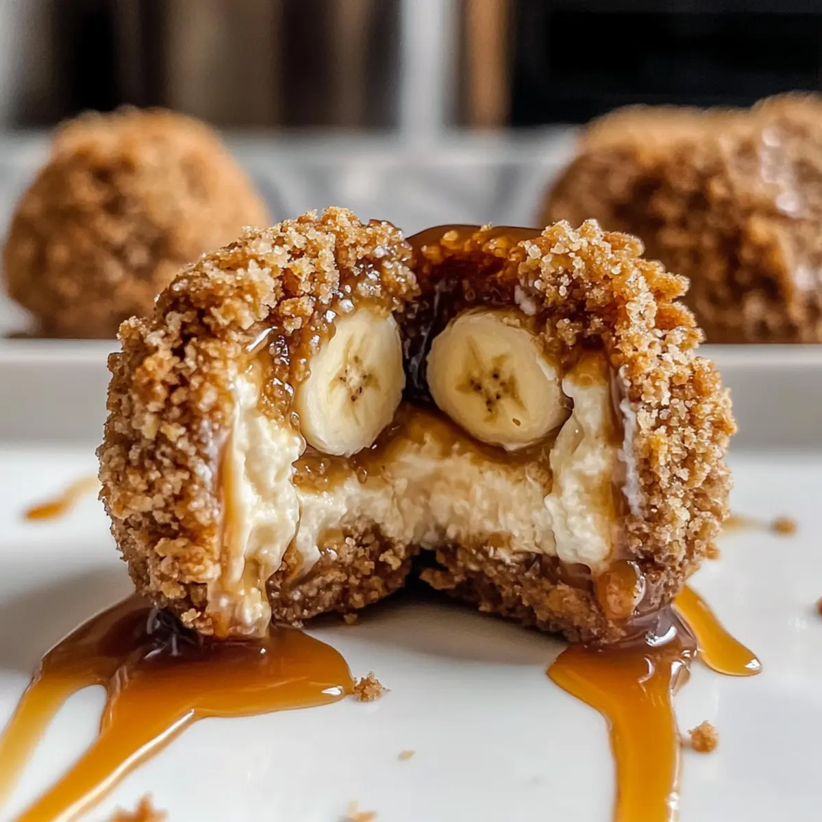 Karamell-Bananen-Käsekuchen-Crunch-Bomben genießen