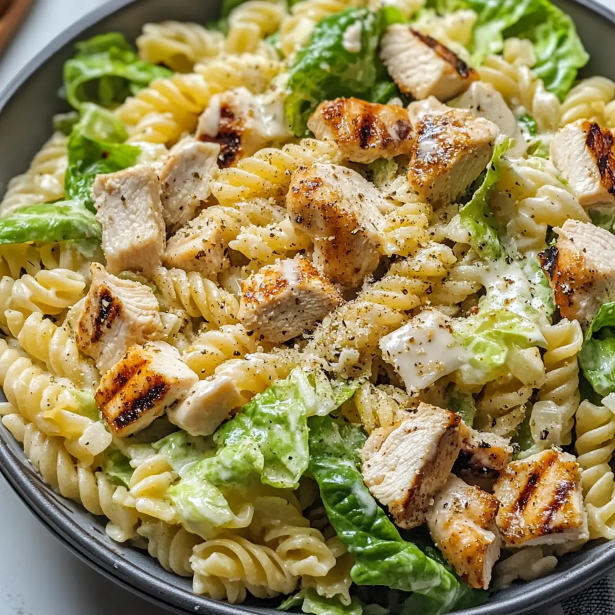 Hähnchen Caesar Pasta Salat für jeden Anlass