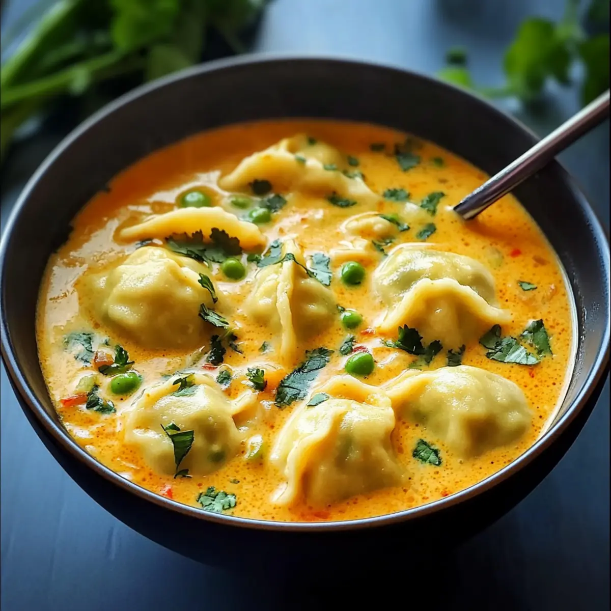 Kokosnuss-Curry-Suppe mit Knödeln – schnell & vegan
