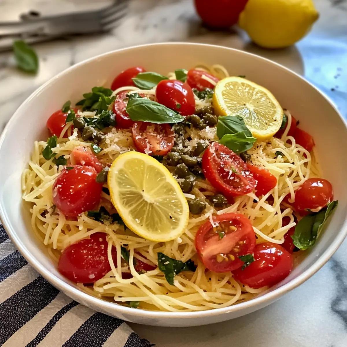 Kaltes Zitronen-Capellini-Salat für heiße Tage