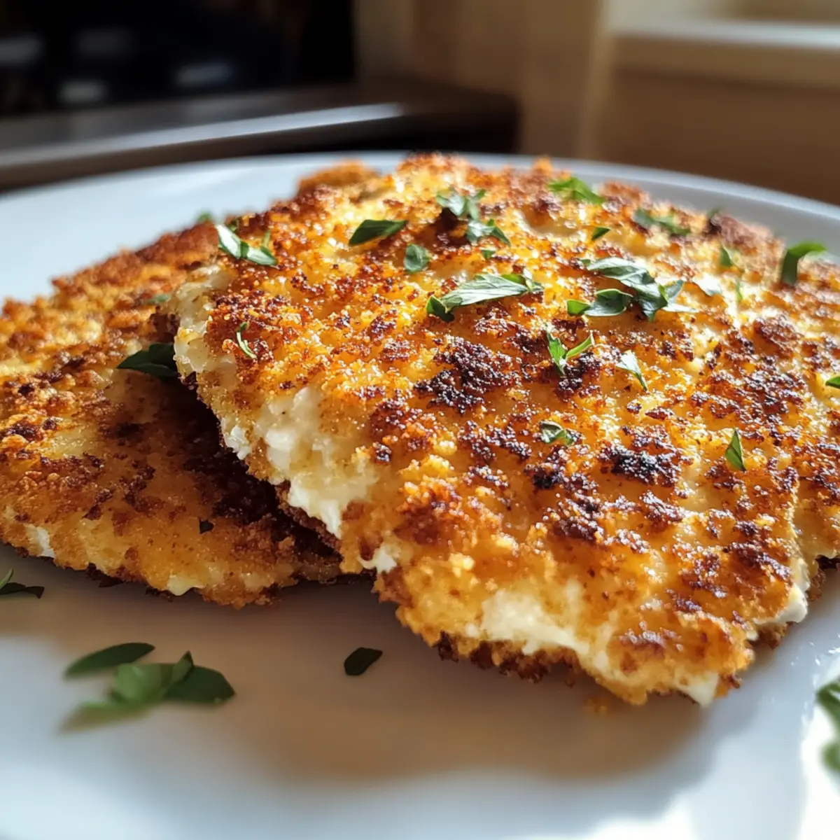 Hüttenkäsekrustenhähnchenbrustfilets in 20 Minuten