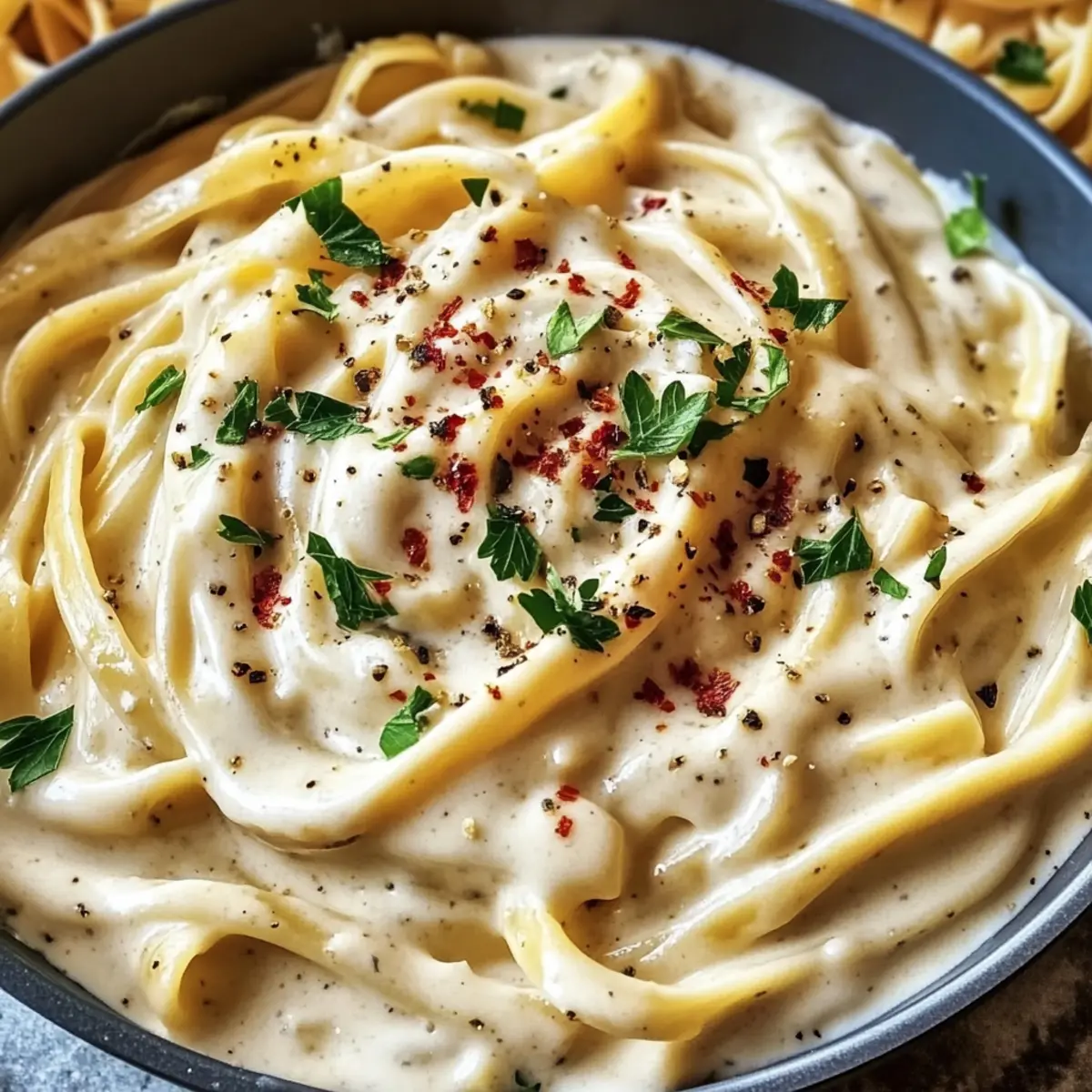 Cremige hochproteinhaltige gesunde Alfredo-Sauce schnell genießen