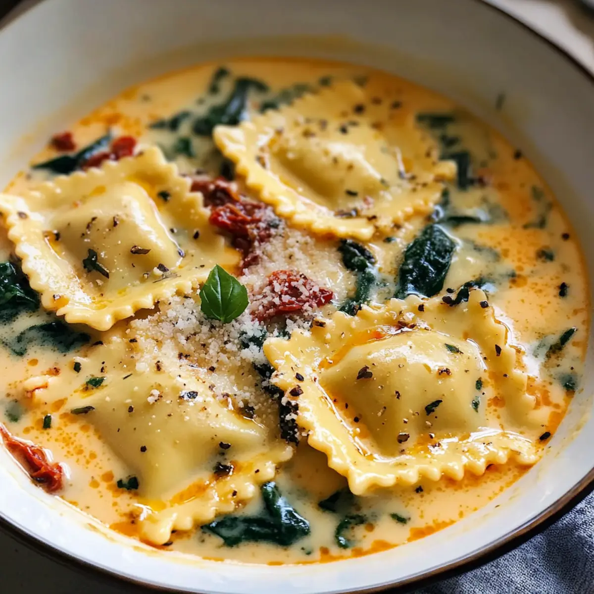 Cremige Toskanische Ravioli-Suppe für kalte Tage