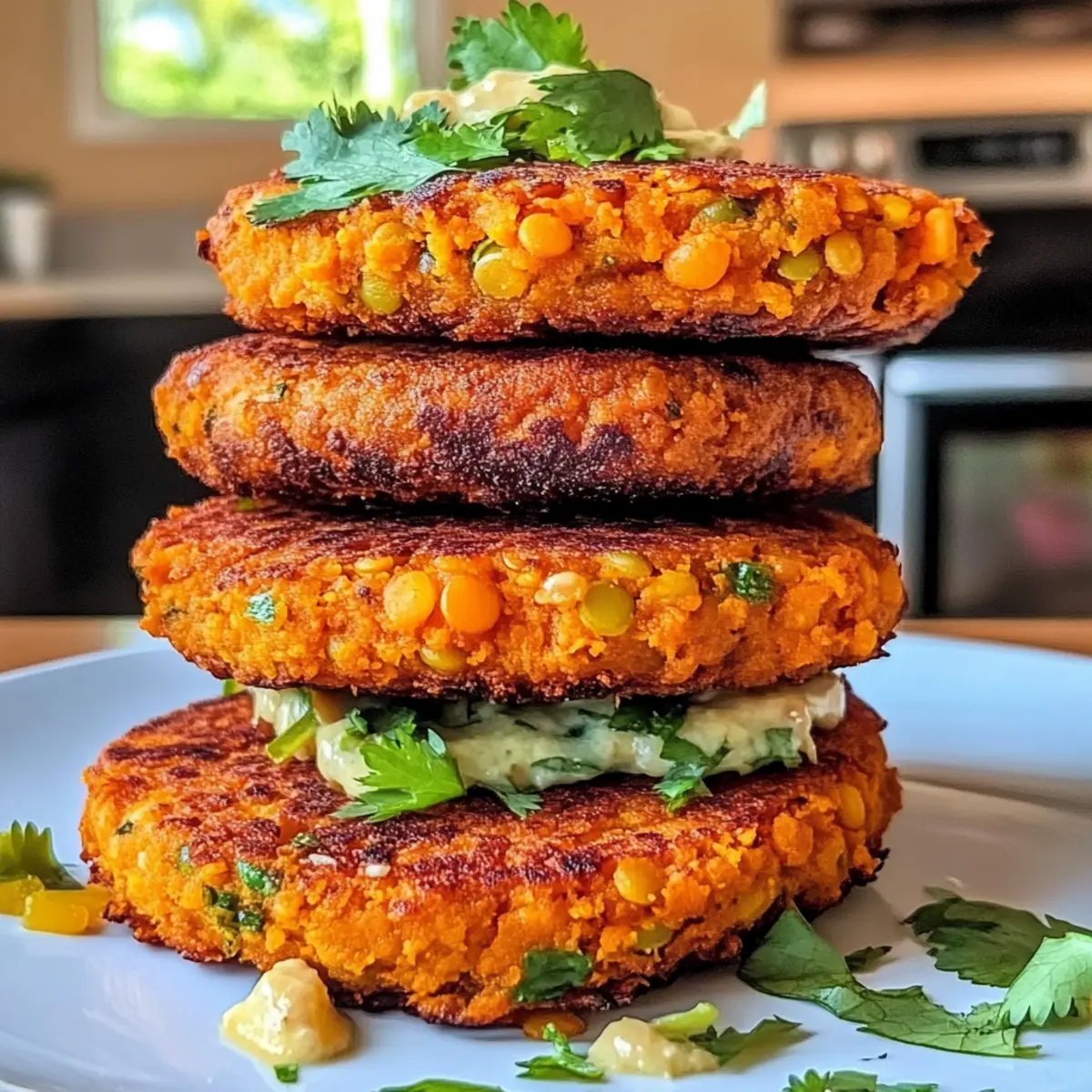 Knusprige Süßkartoffel- und rote Linsen-Patties Genuss