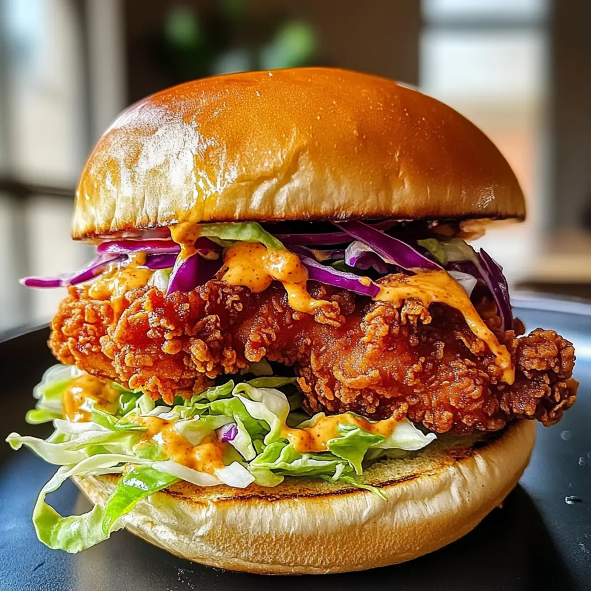Knuspriges Thai Frittierhühnchen-Sandwich für Zuhause